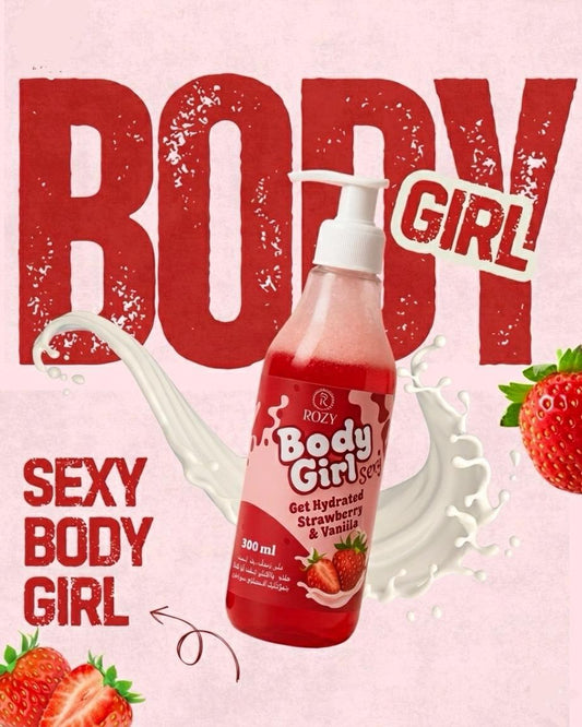 ROZY Body Girl Body Gel – Strawberry Fragrance, Moisturizing Shimmer Body Gel for Soft, Fresh & Glowing Skin – 300 ml